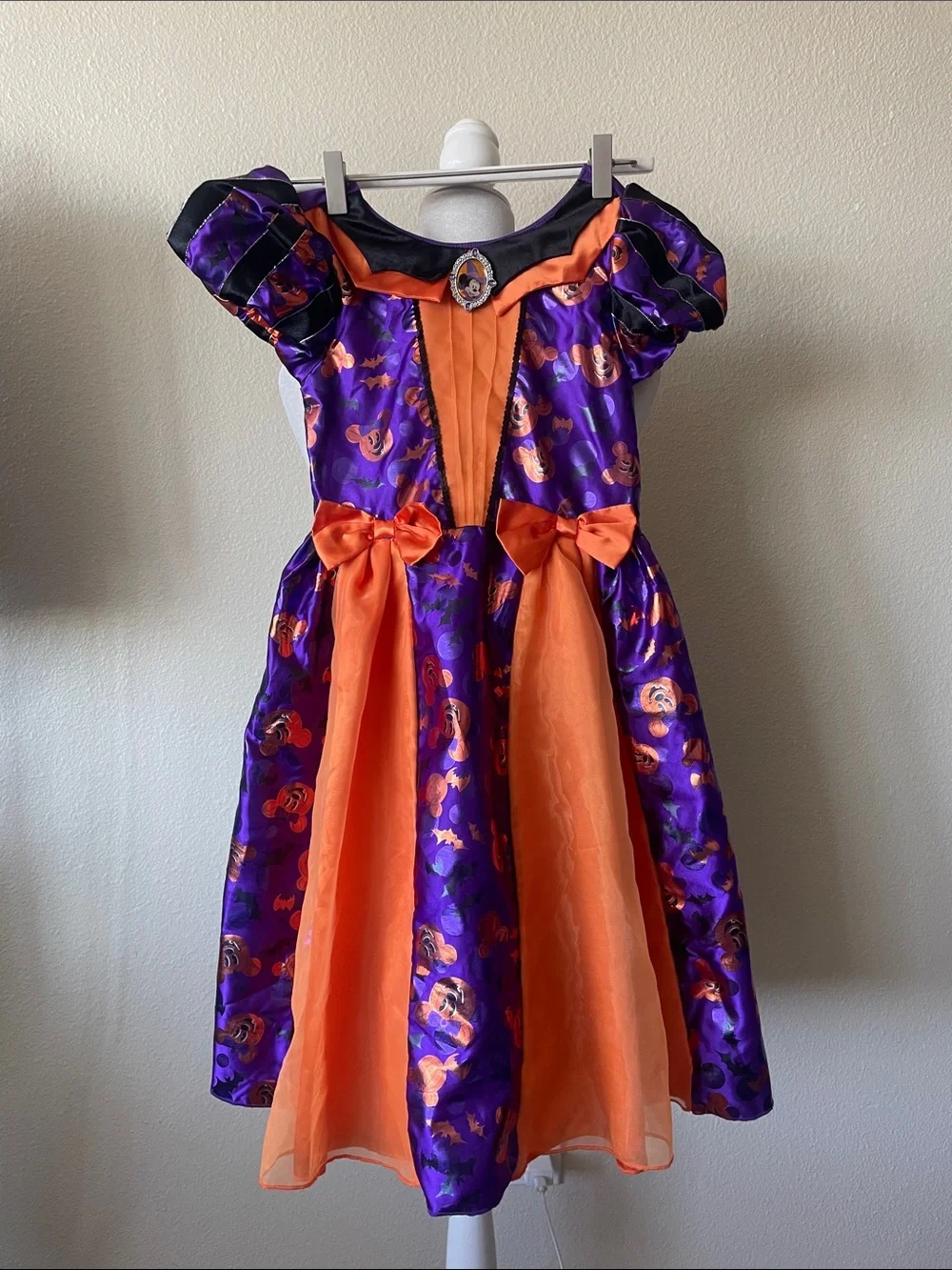 Disney Minnie Mouse Halloween Costume Dress Girls Size 7/8 Purple Orange Pumpkin